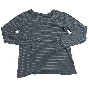 Lululemon Emerald Modern Gray White Stripe Top Long Sleeve Tee Size S 2-4